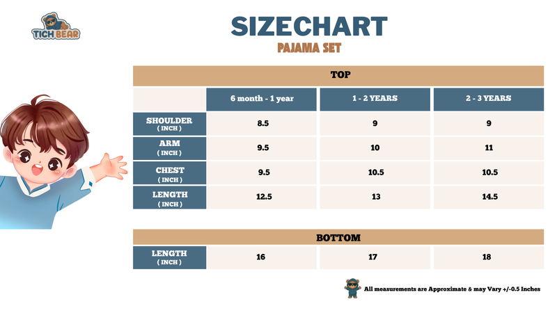 Size Chart for Romper – Trendy Winter Wear for Little Ones