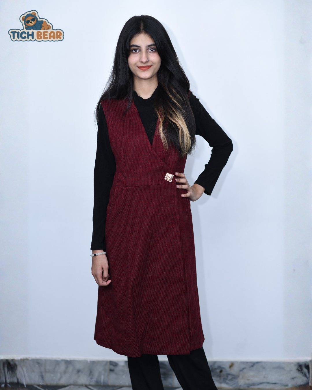 Velora Set – Elegant 2-Piece Winter Frock & Inner Top