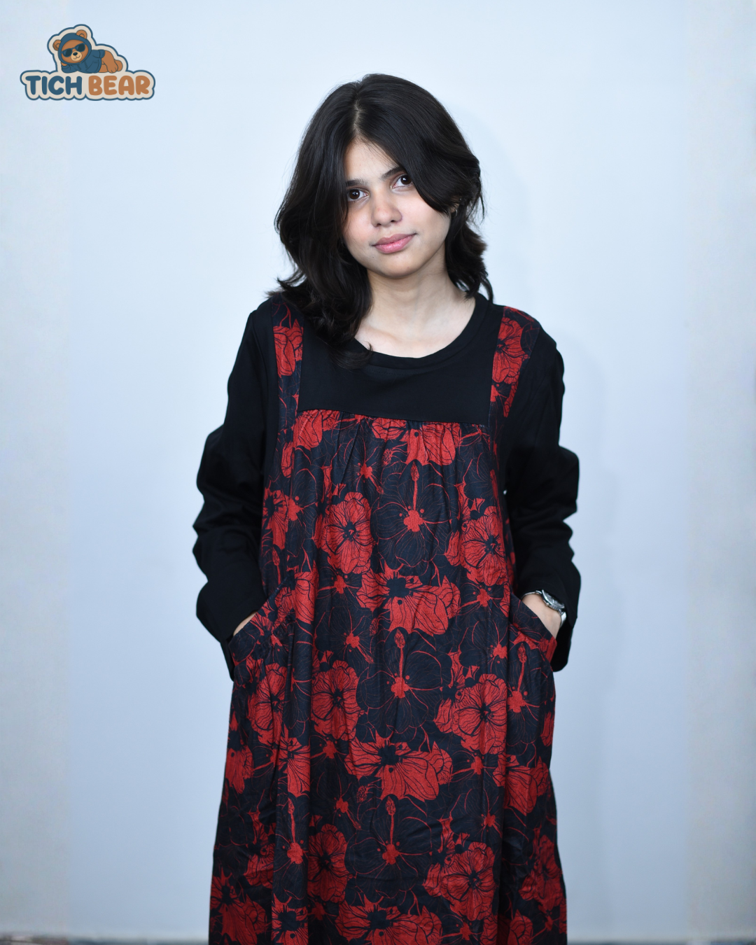 Elara Frock – Floral Loose-Fit Western Winter Dress