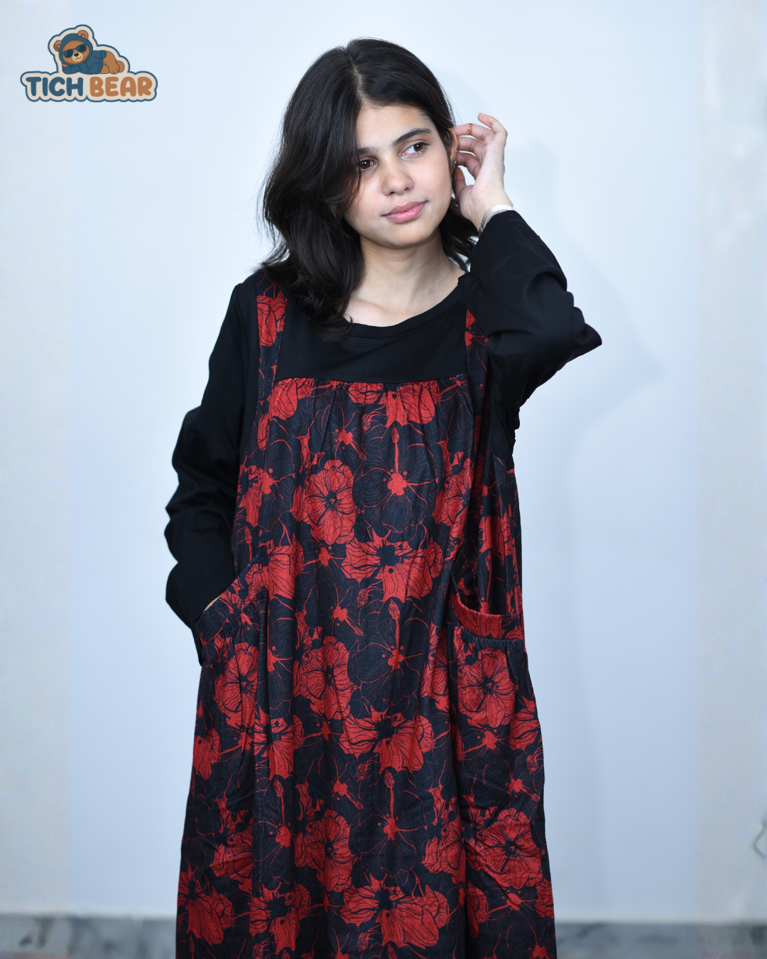 Elara Frock – Floral Loose-Fit Western Winter Dress