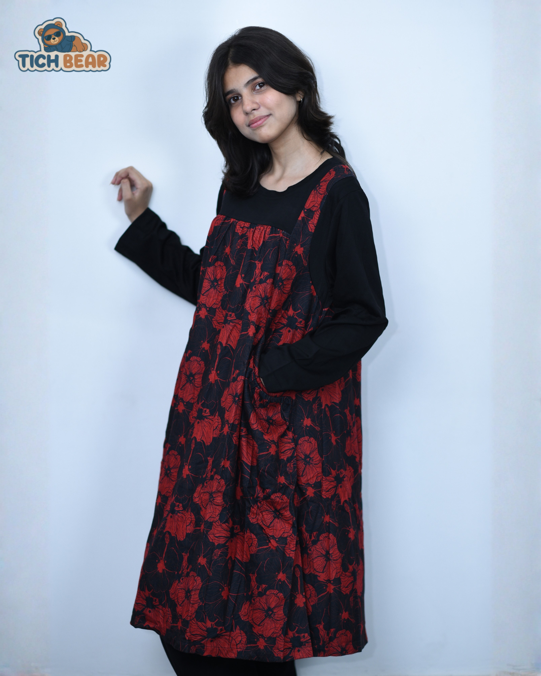 Elara Frock – Floral Loose-Fit Western Winter Dress