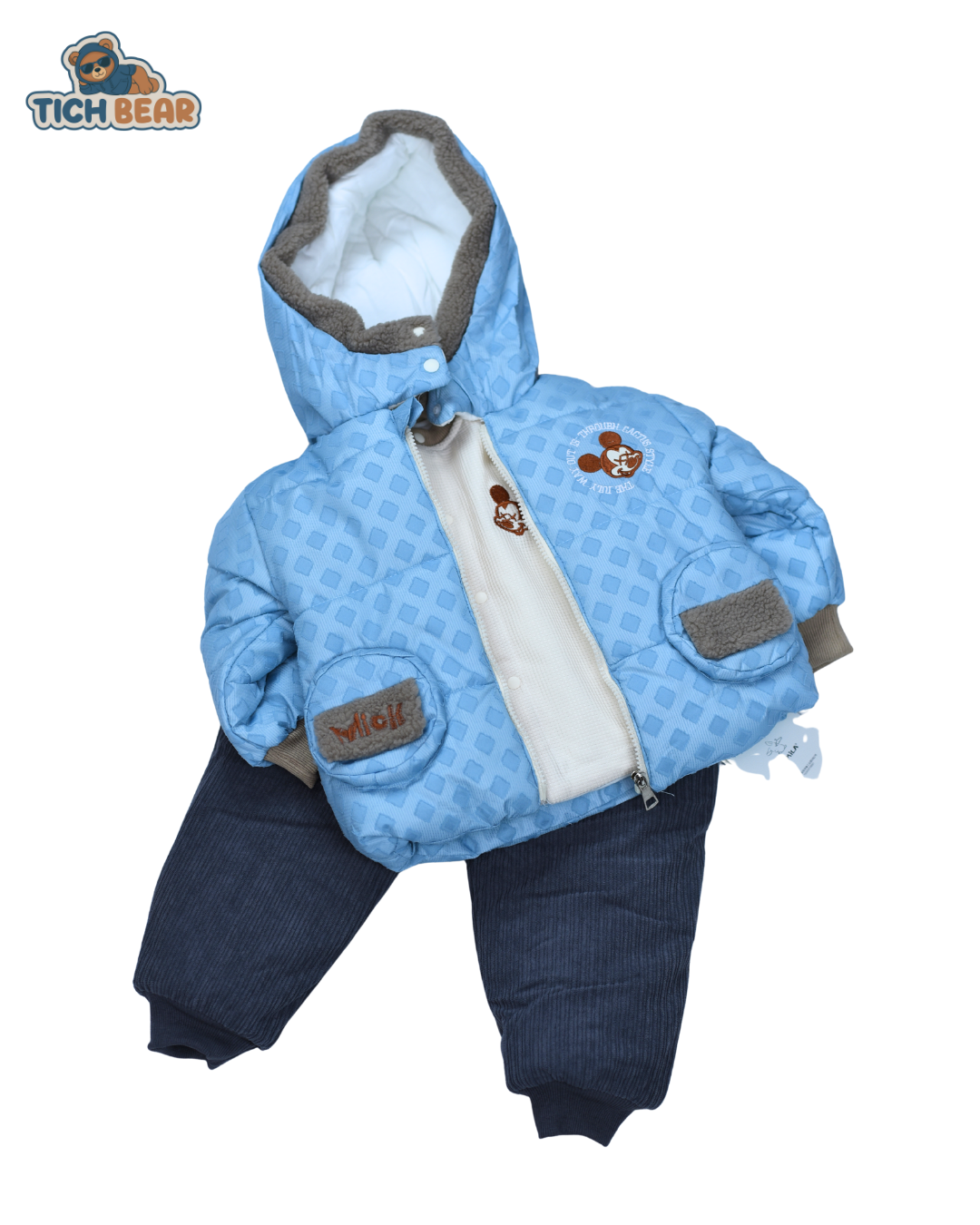 Premium 3-Piece Mickey Mouse Duffer Suit – Warm & Cozy Winter Set