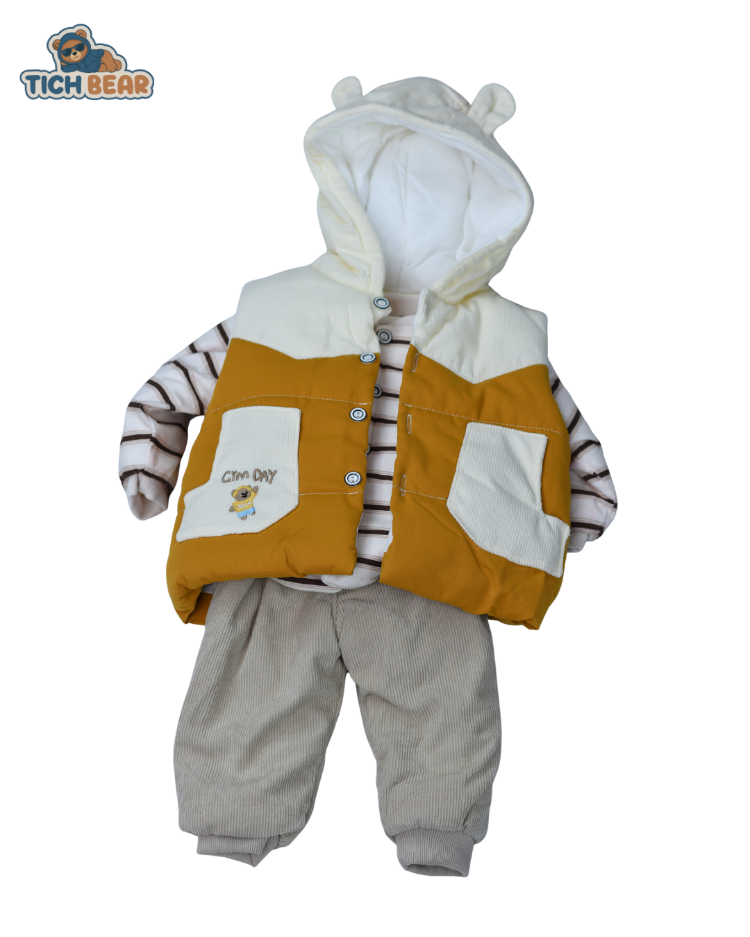 Premium 3-Piece Bear Duffer Suit – Warm & Cozy Winter Set