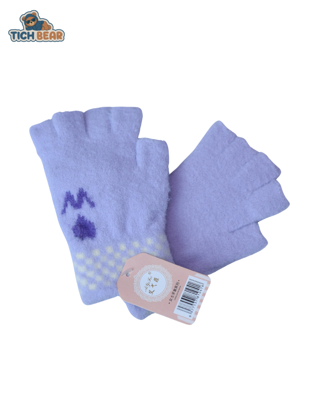 Tich Bear Cozy Half Gloves – Woolen Warm Winter Gloves for Girls